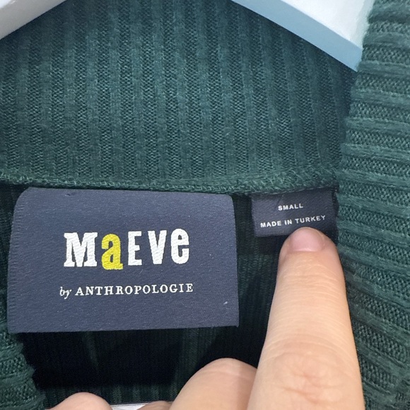 Maeve by Anthropologie Green Ribbed Knit Mock Neck Sweater Dress | Small - Picture 3 of 4